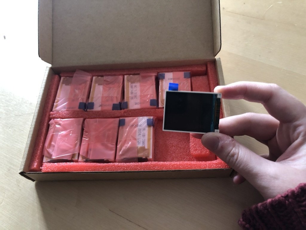 A box of the displays we're using